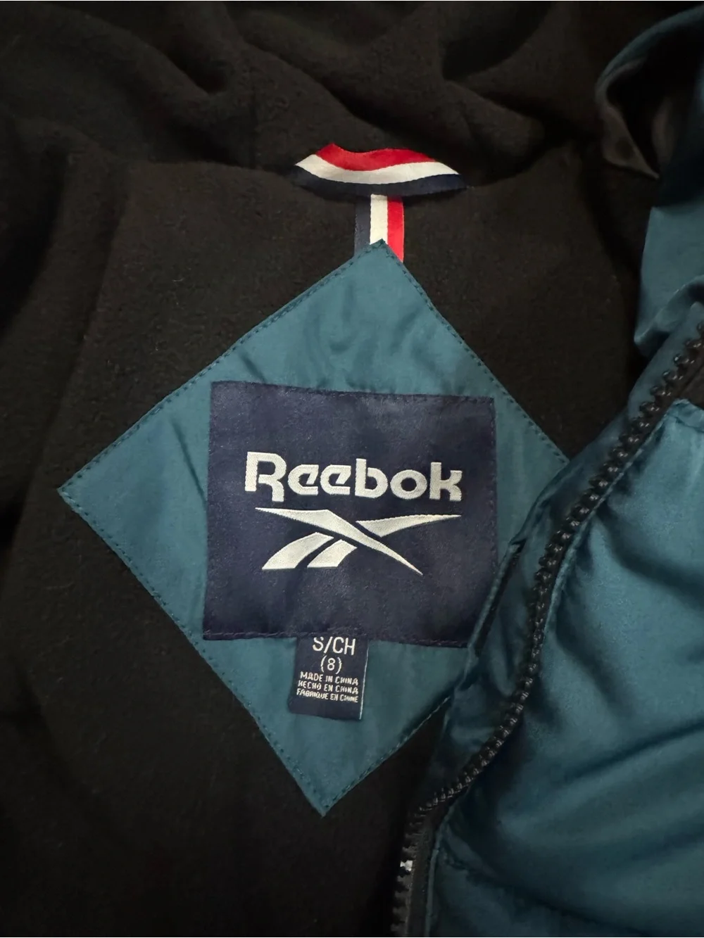 Reebok Teal and Navy Padded Jacket with Hood